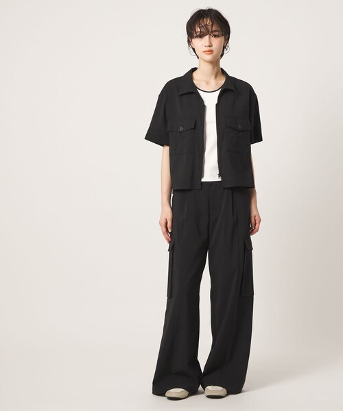 CITEN(シテン)の「<CITEN>エアリージップシャツ ―吸水速乾・防シワ―(シャツ/ブラウス・レディース・クリーム/ブラック/ダークブラウン・FREE)」の7枚目の写真