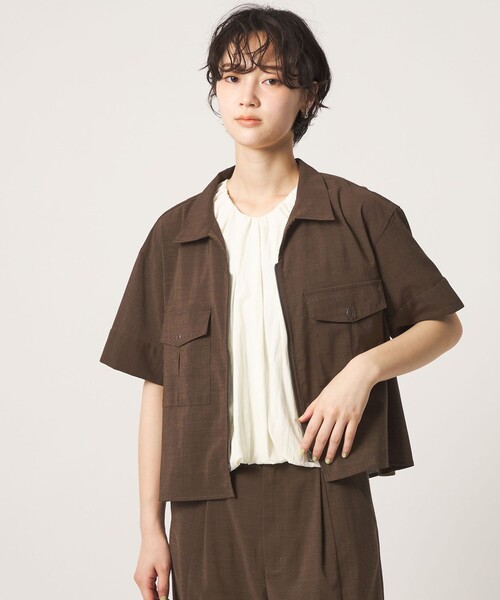 CITEN(シテン)の「<CITEN>エアリージップシャツ ―吸水速乾・防シワ―(シャツ/ブラウス・レディース・クリーム/ブラック/ダークブラウン・FREE)」の8枚目の写真