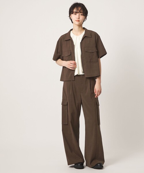 CITEN(シテン)の「<CITEN>エアリージップシャツ ―吸水速乾・防シワ―(シャツ/ブラウス・レディース・クリーム/ブラック/ダークブラウン・FREE)」の9枚目の写真