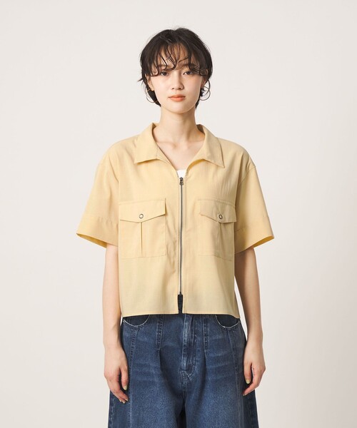 CITEN(シテン)の「<CITEN>エアリージップシャツ ―吸水速乾・防シワ―(シャツ/ブラウス・レディース・クリーム/ブラック/ダークブラウン・FREE)」の10枚目の写真