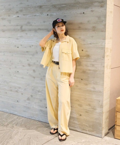 CITEN(シテン)の「<CITEN>エアリージップシャツ ―吸水速乾・防シワ―(シャツ/ブラウス・レディース・クリーム/ブラック/ダークブラウン・FREE)」の5枚目の写真