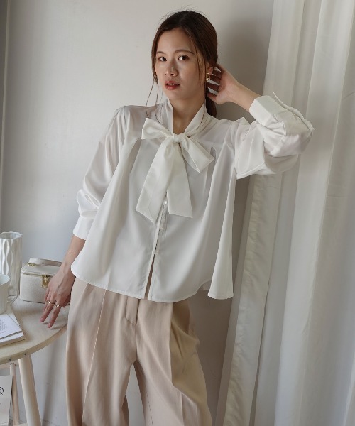 CORNERS(コーナーズ)の「リボン付きブラウス(Tシャツ/カットソー・レディース・ホワイト/ライトブルー/ブラック・M)」の20枚目の写真