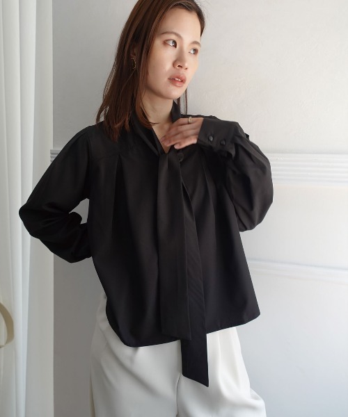 CORNERS(コーナーズ)の「リボン付きブラウス(Tシャツ/カットソー・レディース・ホワイト/ライトブルー/ブラック・M)」の8枚目の写真