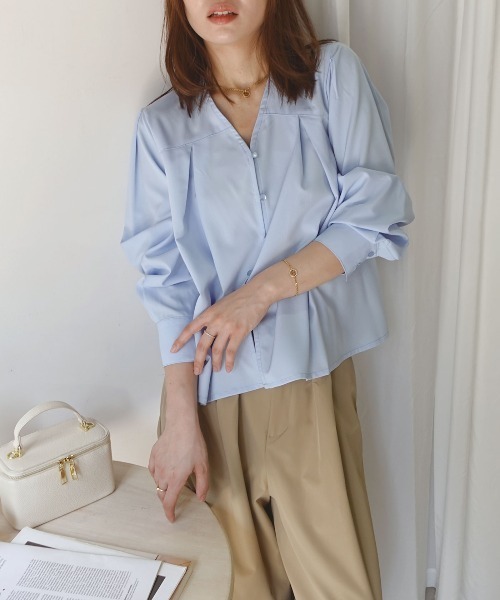 CORNERS(コーナーズ)の「リボン付きブラウス(Tシャツ/カットソー・レディース・ホワイト/ライトブルー/ブラック・M)」の15枚目の写真