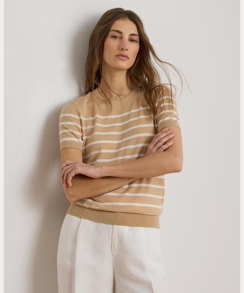 LAUREN RALPH LAUREN(ローレン ラルフ ローレン)の「ストライプド ショートスリーブ セーター(ニット/セーター・レディース・マルチ・XXS/XS/L/M/S)」の1枚目の写真