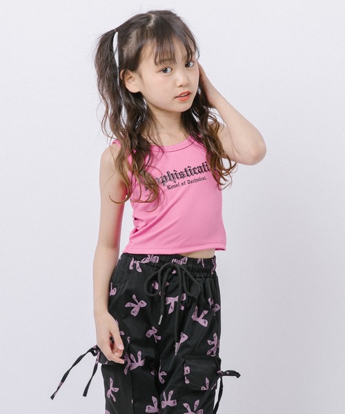URBAN CHERRY(アーバンチェリー)の「フロントロゴタンクトップ(タンクトップ・キッズ・ブラック/ピンク・130cm/140cm/150cm)」の1枚目の写真