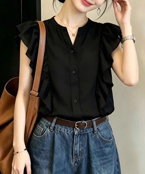 FAVORITO（ファヴォリート）の「ノースリーブシャツ（シャツ/ブラウス・レディース・ブラック・S/XL/L/M）」の5枚目の写真