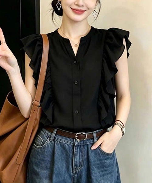 FAVORITO（ファヴォリート）の「ノースリーブシャツ（シャツ/ブラウス・レディース・ブラック・S/XL/L/M）」の6枚目の写真