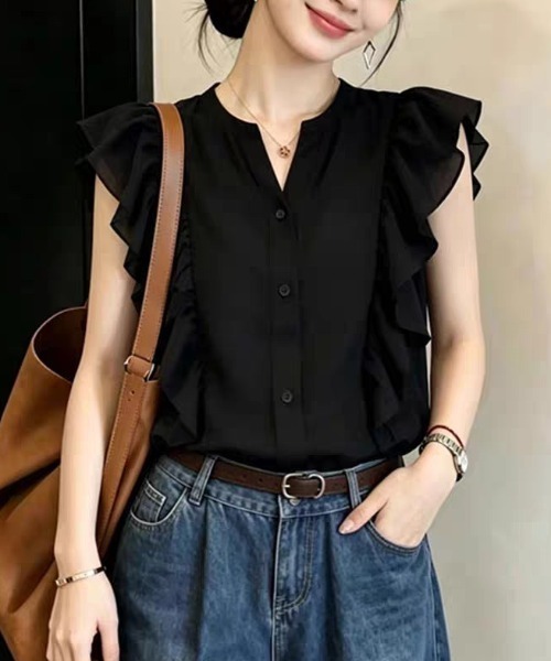 FAVORITO（ファヴォリート）の「ノースリーブシャツ（シャツ/ブラウス・レディース・ブラック・S/XL/L/M）」の3枚目の写真