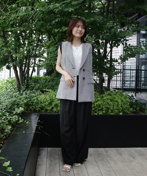 UNITED TOKYO(ユナイテッドトウキョウ)の「【新作】レイヤーベルトラインパンツ|夏服/細見え/ウォッシャブル/オフィスカジュアル/ワイドパンツ/イージーパンツ(その他パンツ・レディース・グレー/ベージュ/ブラック・1/2)」の20枚目の写真