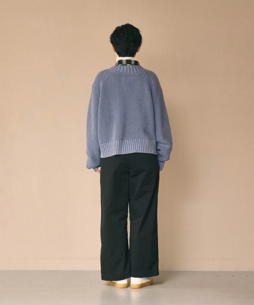 kha:ki（カーキ）の「「KHA:KI / カーキ」GARMENT DYED CARDIGAN（ニット/セーター・レディース・ブルー/オフホワイト/ブラック・FREE）」の10枚目の写真