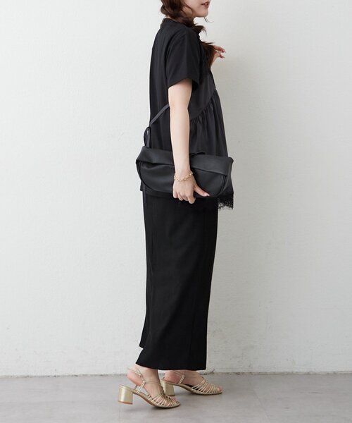 continuer de NICE CLAUP(コンティニューデナイスクラップ)の「サテンキャミドッキングTシャツ(Tシャツ/カットソー・レディース・ブラック/チャコールグレー/ブラウン・FREE)」の7枚目の写真