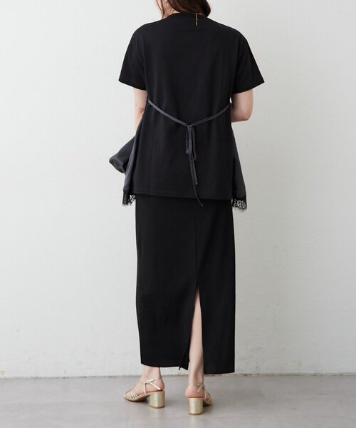 continuer de NICE CLAUP(コンティニューデナイスクラップ)の「サテンキャミドッキングTシャツ(Tシャツ/カットソー・レディース・ブラック/チャコールグレー/ブラウン・FREE)」の8枚目の写真