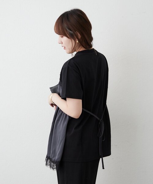 continuer de NICE CLAUP(コンティニューデナイスクラップ)の「サテンキャミドッキングTシャツ(Tシャツ/カットソー・レディース・ブラック/チャコールグレー/ブラウン・FREE)」の11枚目の写真