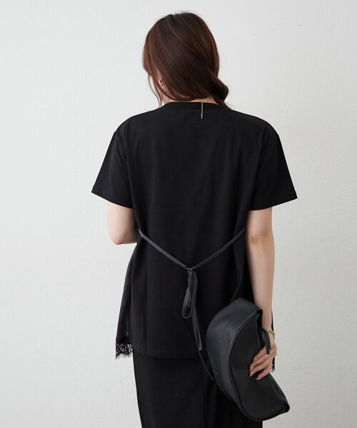 continuer de NICE CLAUP(コンティニューデナイスクラップ)の「サテンキャミドッキングTシャツ(Tシャツ/カットソー・レディース・ブラック/チャコールグレー/ブラウン・FREE)」の12枚目の写真