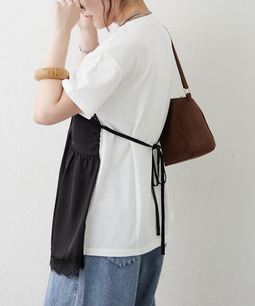 continuer de NICE CLAUP(コンティニューデナイスクラップ)の「サテンキャミドッキングTシャツ(Tシャツ/カットソー・レディース・ブラック/チャコールグレー/ブラウン・FREE)」の16枚目の写真