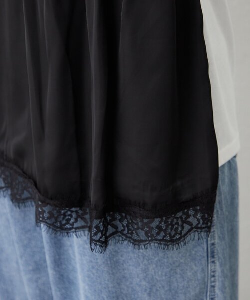 continuer de NICE CLAUP(コンティニューデナイスクラップ)の「サテンキャミドッキングTシャツ(Tシャツ/カットソー・レディース・ブラック/チャコールグレー/ブラウン・FREE)」の17枚目の写真