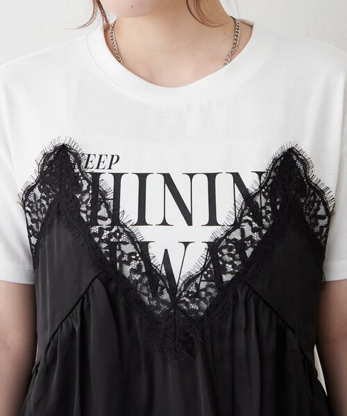 continuer de NICE CLAUP(コンティニューデナイスクラップ)の「サテンキャミドッキングTシャツ(Tシャツ/カットソー・レディース・ブラック/チャコールグレー/ブラウン・FREE)」の22枚目の写真