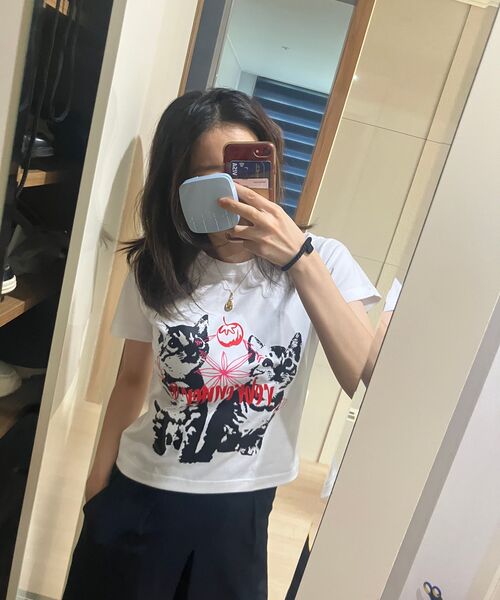 REBRENNER（リブレンナー）の「DTF チェリーキャット クールコットン ウィメンズ クロップ 半袖Tシャツ ホワイト（Tシャツ/カットソー・レディース・ホワイト・SMALL/MEDIUM/LARGE）」の10枚目の写真