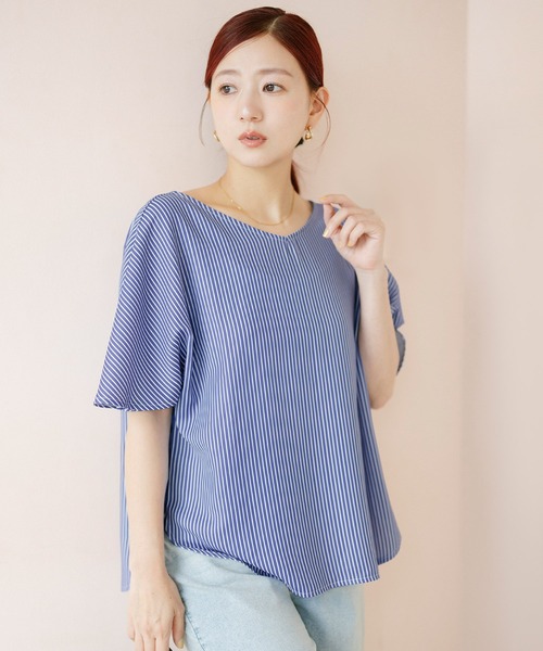 [Для Ито Азумаки] Swift V / V‑neck draped long‑sleeve slim bouse (V‑neck drape)