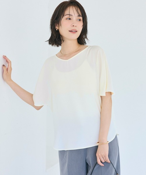 coca(coca)(コカ)の「【伊藤千晃様着用】\速乾/ Vネックドルマンスリーブブラウス(シャツ/ブラウス・レディース・ストライプ/アイボリー・S/M/L)」の2枚目の写真