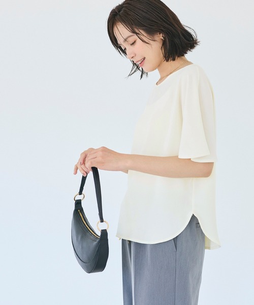 coca(coca)(コカ)の「【伊藤千晃様着用】\速乾/ Vネックドルマンスリーブブラウス(シャツ/ブラウス・レディース・ストライプ/アイボリー・S/M/L)」の17枚目の写真