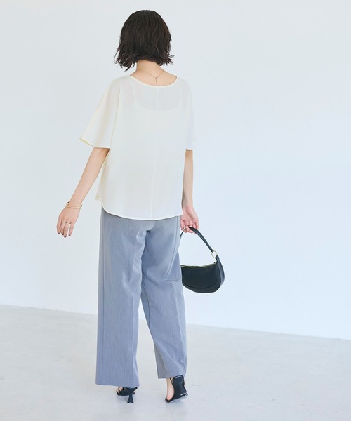 coca(coca)(コカ)の「【伊藤千晃様着用】\速乾/ Vネックドルマンスリーブブラウス(シャツ/ブラウス・レディース・ストライプ/アイボリー・S/M/L)」の18枚目の写真