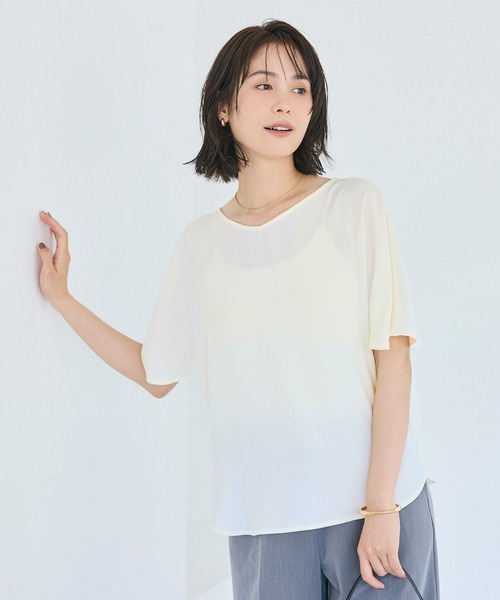 coca(coca)(コカ)の「【伊藤千晃様着用】\速乾/ Vネックドルマンスリーブブラウス(シャツ/ブラウス・レディース・ストライプ/アイボリー・S/M/L)」の19枚目の写真