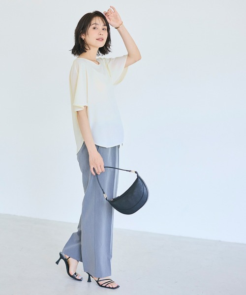 coca(coca)(コカ)の「【伊藤千晃様着用】\速乾/ Vネックドルマンスリーブブラウス(シャツ/ブラウス・レディース・ストライプ/アイボリー・S/M/L)」の20枚目の写真