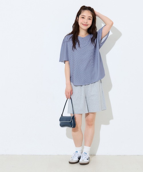 coca(coca)(コカ)の「【伊藤千晃様着用】\速乾/ Vネックドルマンスリーブブラウス(シャツ/ブラウス・レディース・ストライプ/アイボリー・S/M/L)」の10枚目の写真