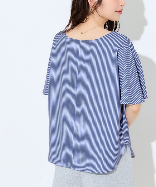 coca(coca)(コカ)の「【伊藤千晃様着用】\速乾/ Vネックドルマンスリーブブラウス(シャツ/ブラウス・レディース・ストライプ/アイボリー・S/M/L)」の12枚目の写真