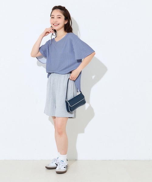 coca(coca)(コカ)の「【伊藤千晃様着用】\速乾/ Vネックドルマンスリーブブラウス(シャツ/ブラウス・レディース・ストライプ/アイボリー・S/M/L)」の13枚目の写真