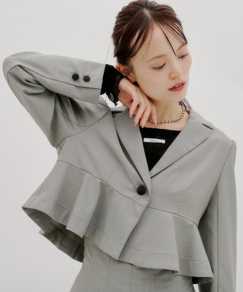 lilium by lily(リリウムバイリリー)の「【lilium by lily】ペプラムリボンジャケット(その他アウター・レディース・ブルー/グレー・FREE)」の3枚目の写真