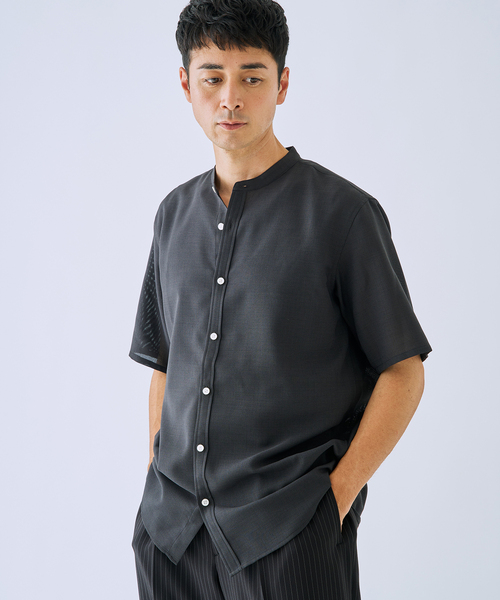 EDIFICE(エディフィス)の「EVALET メッシュ バンドカラー シャツ(シャツ/ブラウス・メンズ・ブラック/ベージュ/チャコールグレー・LARGE/MEDIUM/SMALL)」の16枚目の写真
