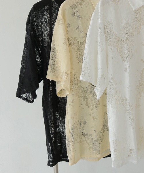 CLEIO（クレイオ）の「【CLEIO】レースシャツ LACE SHIRT（シャツ/ブラウス・レディース・イエロー/ブラック/アイボリー・FREE）」の2枚目の写真
