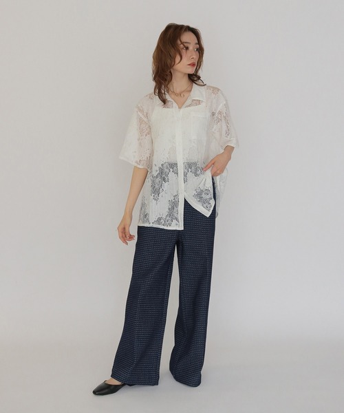 CLEIO（クレイオ）の「【CLEIO】レースシャツ LACE SHIRT（シャツ/ブラウス・レディース・イエロー/ブラック/アイボリー・FREE）」の4枚目の写真