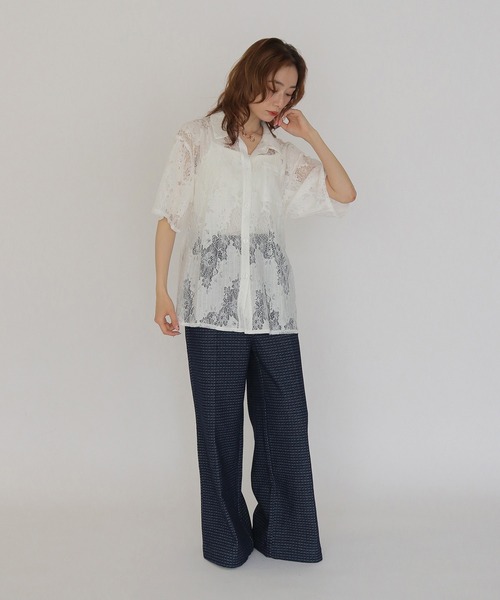CLEIO（クレイオ）の「【CLEIO】レースシャツ LACE SHIRT（シャツ/ブラウス・レディース・イエロー/ブラック/アイボリー・FREE）」の5枚目の写真