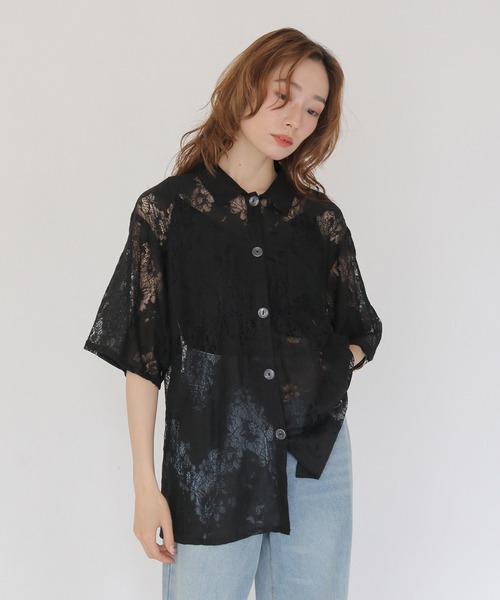 CLEIO（クレイオ）の「【CLEIO】レースシャツ LACE SHIRT（シャツ/ブラウス・レディース・イエロー/ブラック/アイボリー・FREE）」の8枚目の写真