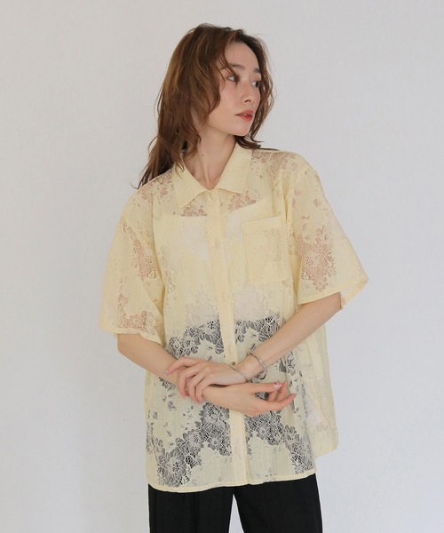 CLEIO（クレイオ）の「【CLEIO】レースシャツ LACE SHIRT（シャツ/ブラウス・レディース・イエロー/ブラック/アイボリー・FREE）」の21枚目の写真