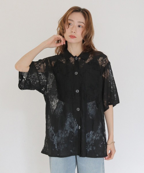 CLEIO（クレイオ）の「【CLEIO】レースシャツ LACE SHIRT（シャツ/ブラウス・レディース・イエロー/ブラック/アイボリー・FREE）」の9枚目の写真