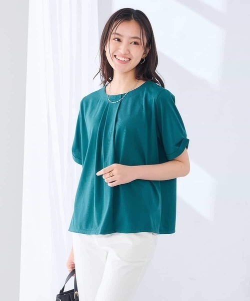 a.v.v（アーヴェヴェ）の「【接触冷感/UVカット】ボウタイライクトップス（Tシャツ/カットソー・レディース・グリーン/ブラック/グレー系その他・40/36/38）」の4枚目の写真