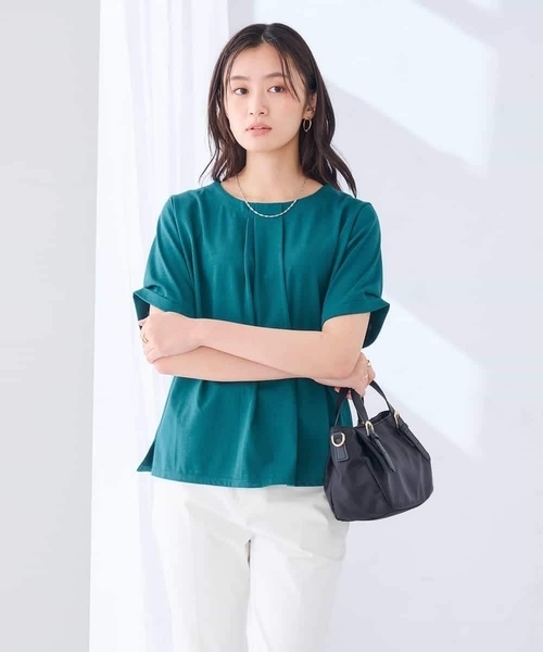 a.v.v（アーヴェヴェ）の「【接触冷感/UVカット】ボウタイライクトップス（Tシャツ/カットソー・レディース・グリーン/ブラック/グレー系その他・40/36/38）」の5枚目の写真