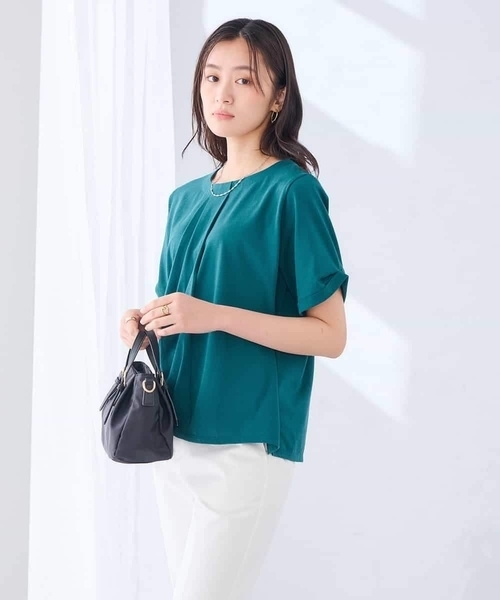 a.v.v（アーヴェヴェ）の「【接触冷感/UVカット】ボウタイライクトップス（Tシャツ/カットソー・レディース・グリーン/ブラック/グレー系その他・40/36/38）」の6枚目の写真