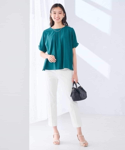 a.v.v（アーヴェヴェ）の「【接触冷感/UVカット】ボウタイライクトップス（Tシャツ/カットソー・レディース・グリーン/ブラック/グレー系その他・40/36/38）」の7枚目の写真
