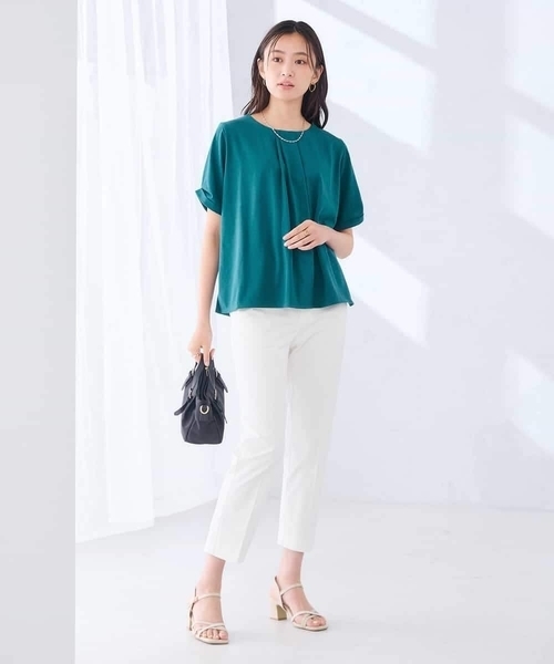 a.v.v（アーヴェヴェ）の「【接触冷感/UVカット】ボウタイライクトップス（Tシャツ/カットソー・レディース・グリーン/ブラック/グレー系その他・40/36/38）」の8枚目の写真