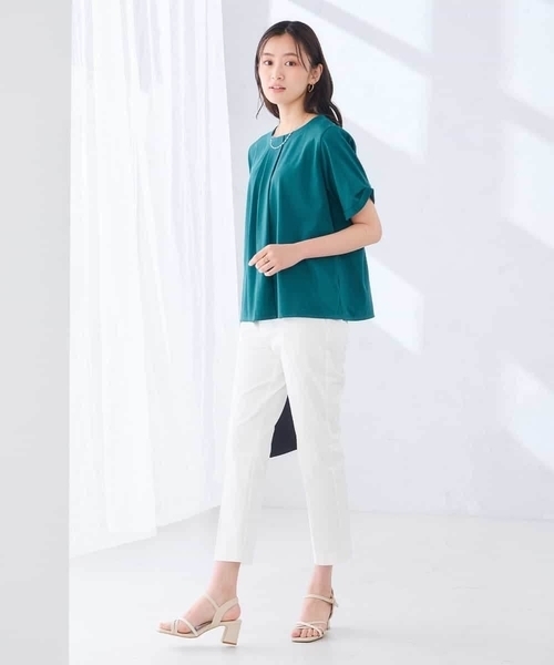 a.v.v（アーヴェヴェ）の「【接触冷感/UVカット】ボウタイライクトップス（Tシャツ/カットソー・レディース・グリーン/ブラック/グレー系その他・40/36/38）」の9枚目の写真
