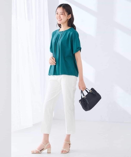 a.v.v（アーヴェヴェ）の「【接触冷感/UVカット】ボウタイライクトップス（Tシャツ/カットソー・レディース・グリーン/ブラック/グレー系その他・40/36/38）」の10枚目の写真