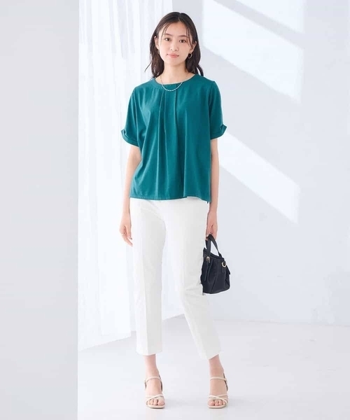 a.v.v（アーヴェヴェ）の「【接触冷感/UVカット】ボウタイライクトップス（Tシャツ/カットソー・レディース・グリーン/ブラック/グレー系その他・40/36/38）」の11枚目の写真