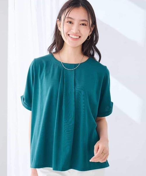 a.v.v（アーヴェヴェ）の「【接触冷感/UVカット】ボウタイライクトップス（Tシャツ/カットソー・レディース・グリーン/ブラック/グレー系その他・40/36/38）」の12枚目の写真