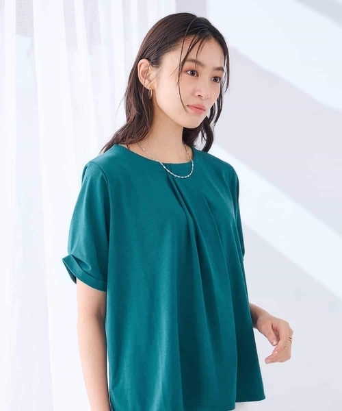 a.v.v（アーヴェヴェ）の「【接触冷感/UVカット】ボウタイライクトップス（Tシャツ/カットソー・レディース・グリーン/ブラック/グレー系その他・40/36/38）」の14枚目の写真